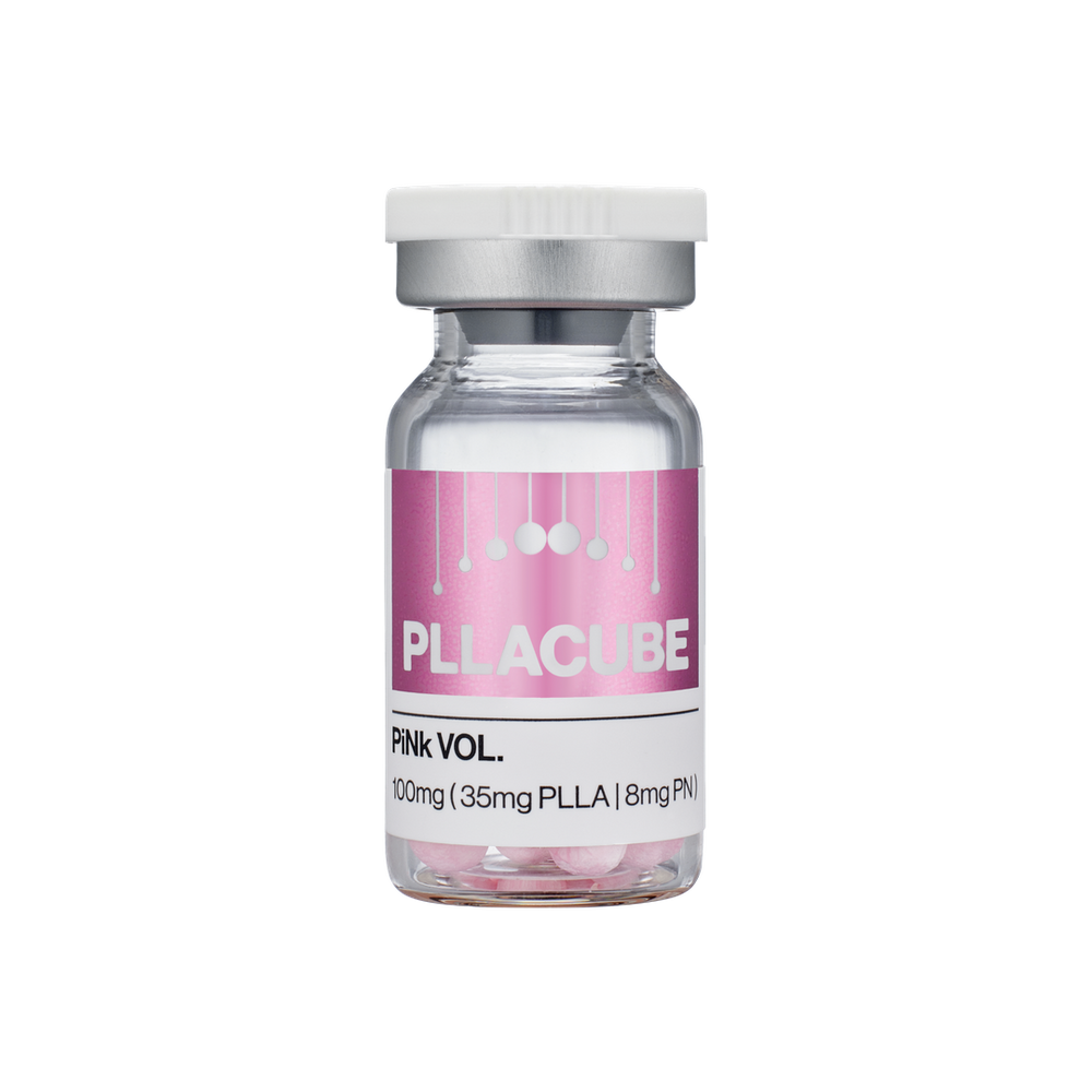 PiNk Vol. skinbooster vial containing 100mg (30mg PLLA), developed in Korea with Patent InCube Technology