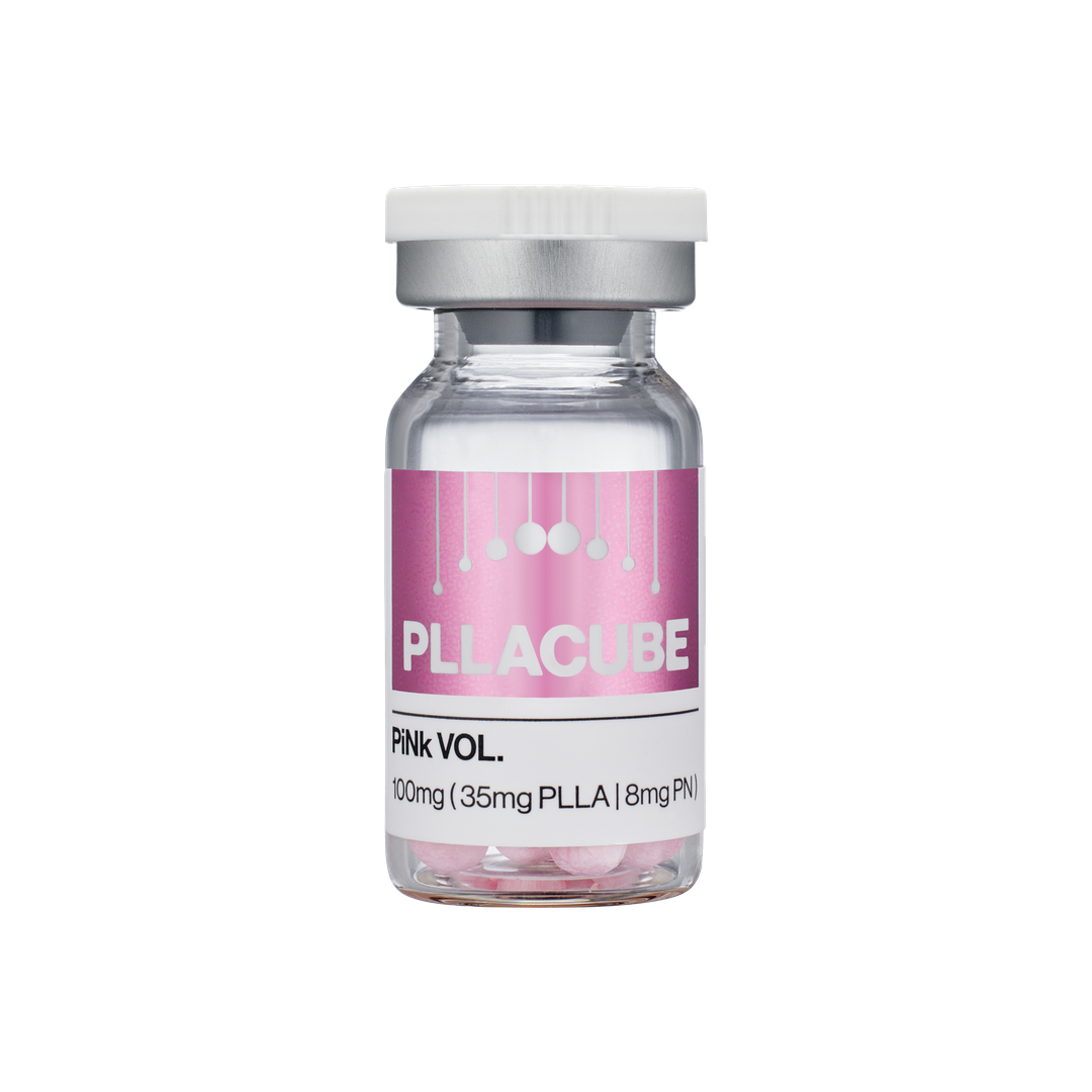 PiNk Vol. skinbooster vial containing 100mg (30mg PLLA), developed in Korea with Patent InCube Technology