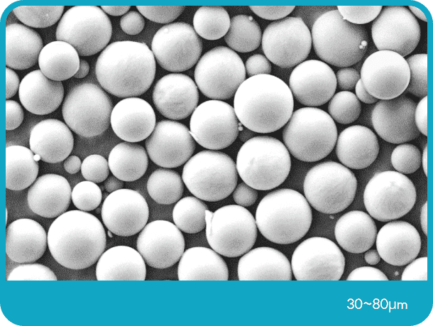 SEM image of LabInCube PLLA microspheres with uniform spherical shape (30–80 µm)